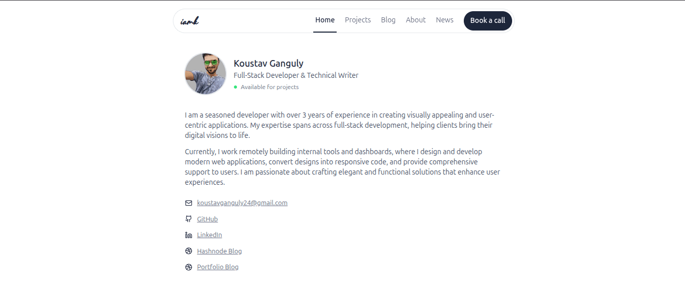 iamk.xyz portfolio and blog preview
