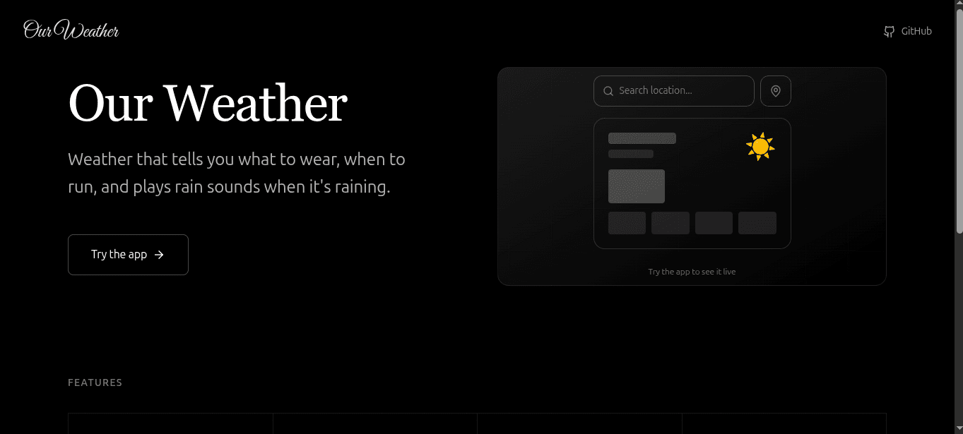 Weather app UI preview